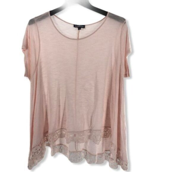 Flowy Lightweight Crochet Trim Top sz M - Picture 1 of 7